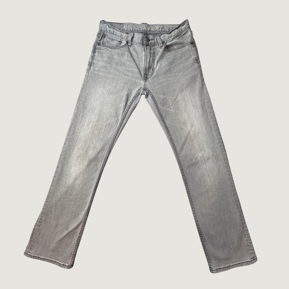 American Eagle Jeans Mens 29x32 (30x29) Original Straight Grey Stretch Denim